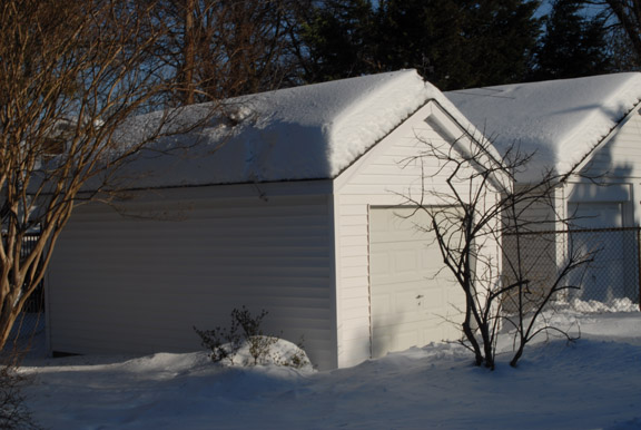 View of the garage - look at the roof - the next photo shows the weather vain - 810