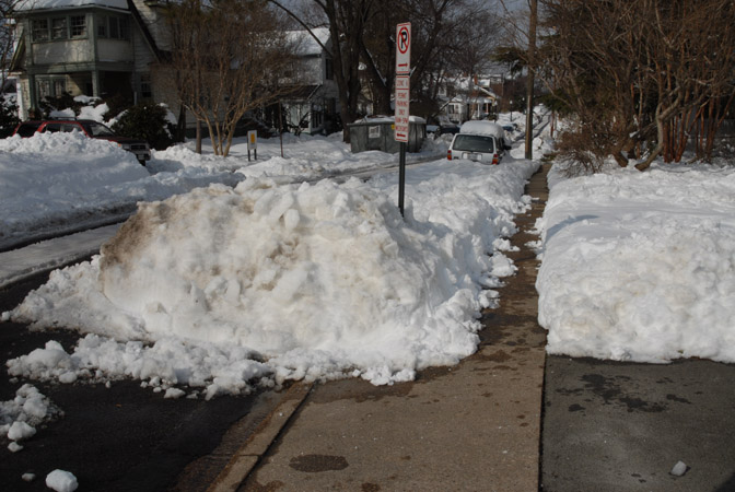 Looking up the street - this is day 5 - plow has not yet cleared Ivy Street; the walks are quite clean, but two days later we got 12 additional inches ... WOW! - 827