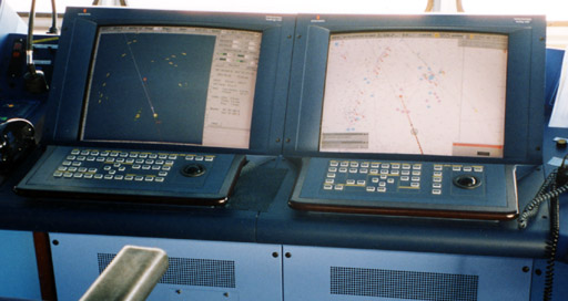 Navigation station: ECDIS and auto-pilot controls