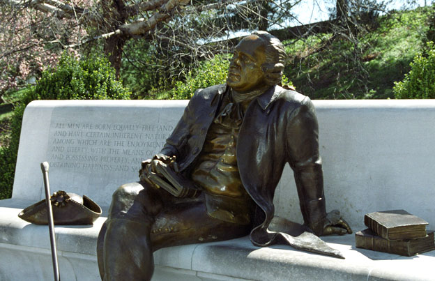 George Mason, with books and walking stick, near Jefferson Memorial, Spring 2004 - 1-34.jpg